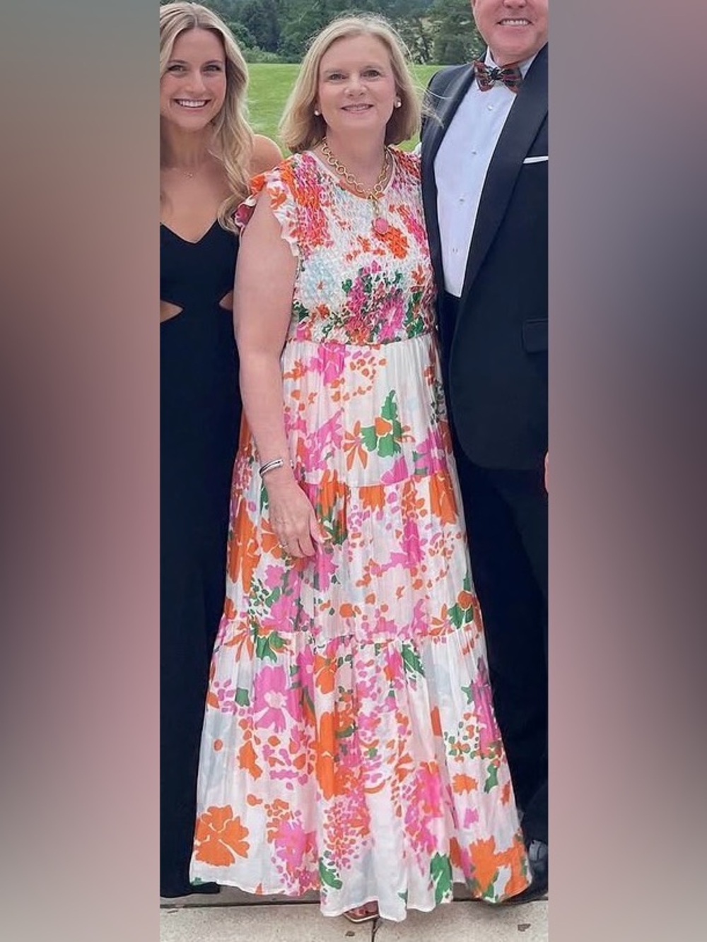 CK Bradley Floral Tiered Maxi Dress - Pink, Orange & Green (Only Worn Once)